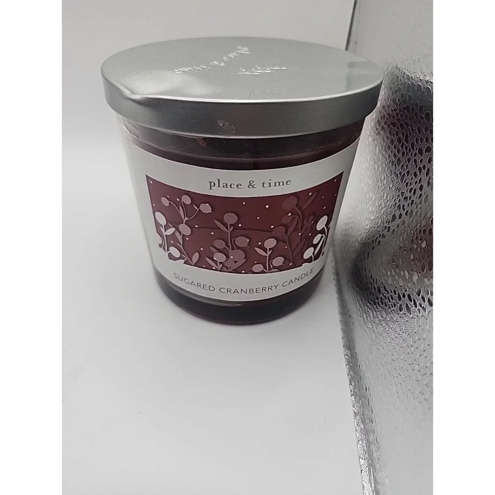Place & Time Sugared Cranberry Candle 14 oz Glass JarHoliday Scent New